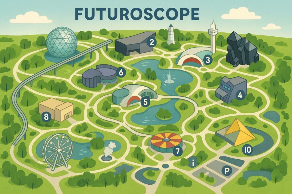 Plan du Futuroscope - illustration simplifiée