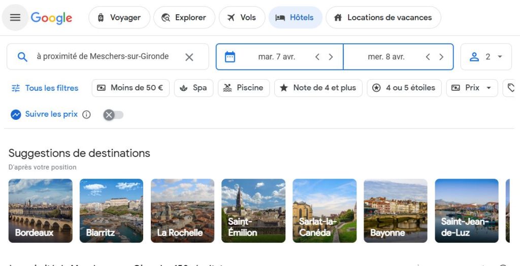 Capture ecran google vakantiewoningen
