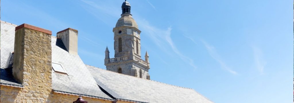 view of the bell tower of Notre Dame de Pitié